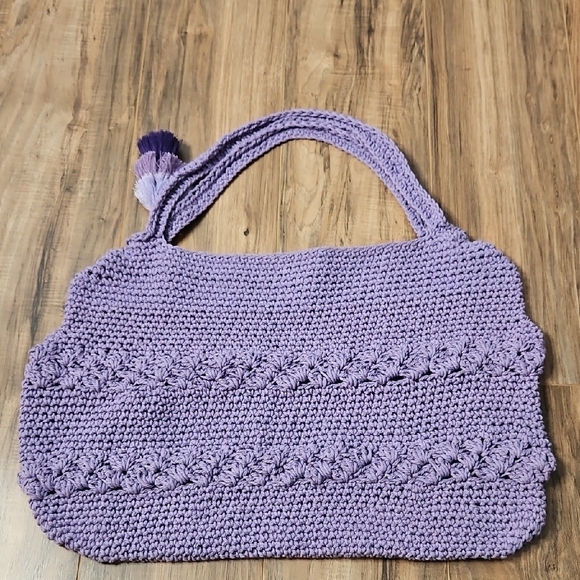 Handcrafted Crochet Women's Lavender Rectangular Hobo Tote Bag NWOT - Picture 9 of 12